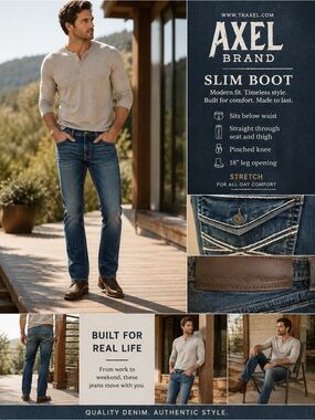 TK Axel Slim Boot Men's Jeans — Blue Denim